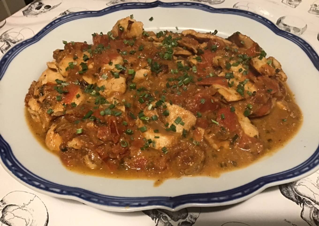 Poulet aux tomates et moutarde de Dijon