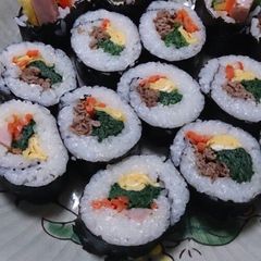 A picture of Kimbap: Korean Style Sushi Roll - Great for Setsubun!.