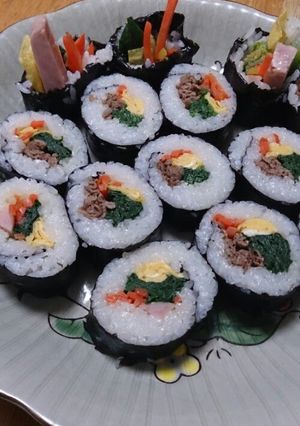 A picture of Kimbap: Korean Style Sushi Roll - Great for Setsubun!.