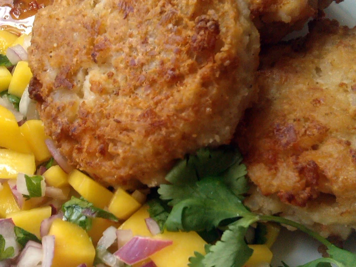 Easy Way Make Recipe Vickys Coconut Prawn Patties with Mango Salsa, GF DF EF SF NF that is Can Pamper Your Tongue, So Delicious}