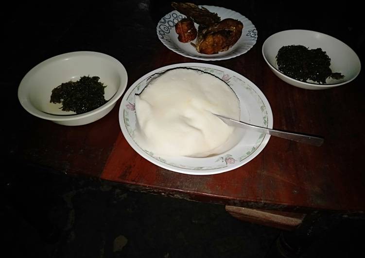 Ugali sukuma with fried fish