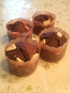 A picture of Chocolate Muffins With White Chocolate Chips.