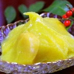 A picture of Glossy 'Kurikinton' Chestnut Paste for the New Year's Feast.