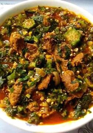 A picture of Okra and Uziza Soup.