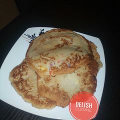 A picture of Eggie-banana wheat flour pancakes.