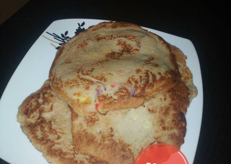 Eggie-banana wheat flour pancakes