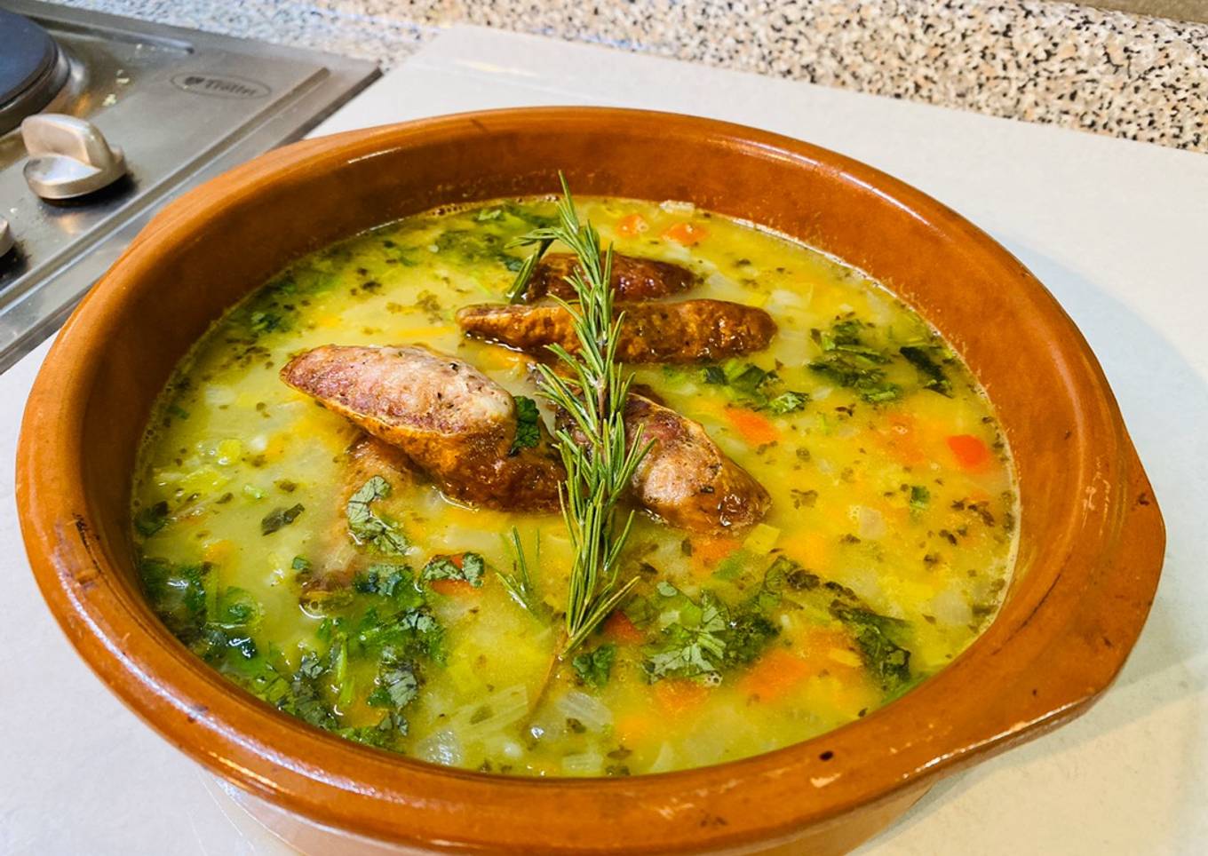 Arvejitas con arroz y longaniza