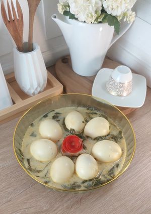 Foto resep Telur Masak Santan Daun Singkong