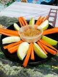 Apples and Carrot Sticks with Peanut Butter and Cream Cheese Dip
