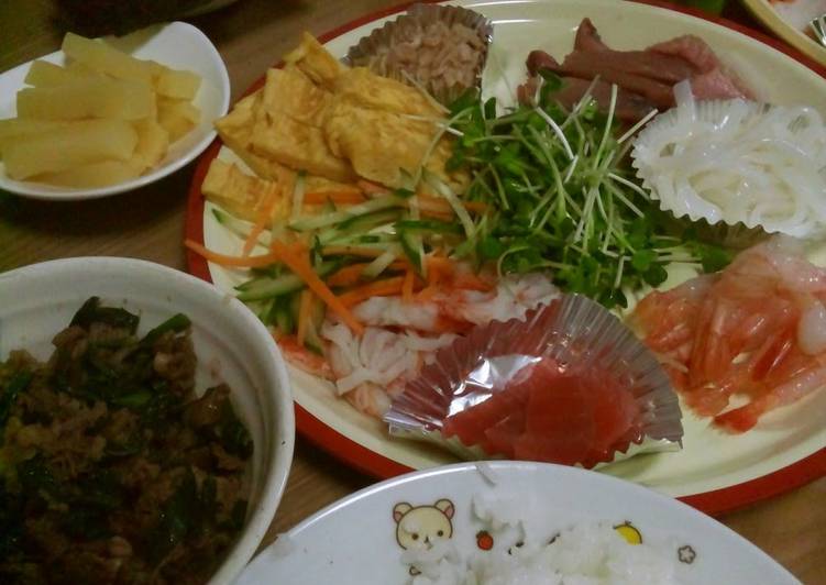 My Family's Hand-Rolled Sushi with Just A Bit of Sashimi