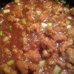 A picture of skunks orange chicken.