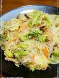 Stir-fried Bifun Noodles with lots of Spring Cabbage and Sweet Onions