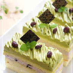 A picture of Matcha Chocolate Adzuki Mont Blanc Shortcake.