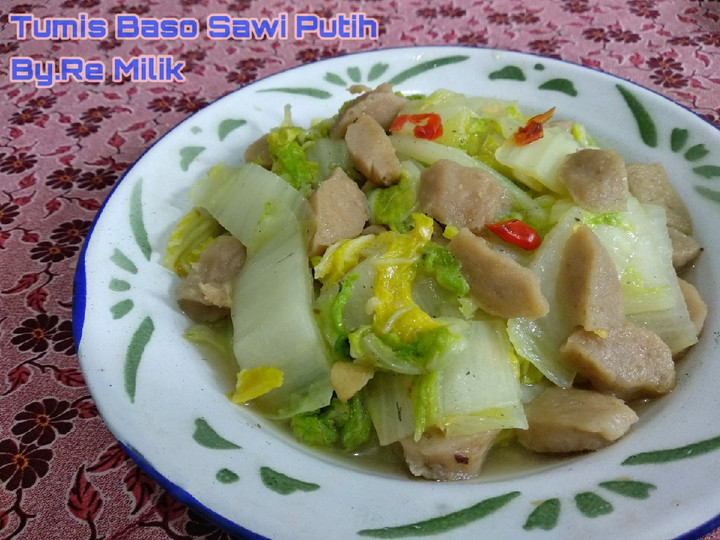 Cara Gampang Membuat 39. Tumis Baso Sawi Putih yang Enak Banget