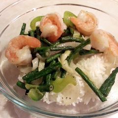 Shrimp and green bean stir fry A picture of Shrimp and green bean stir fry.