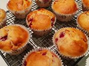 A picture of muffins with white chocolate