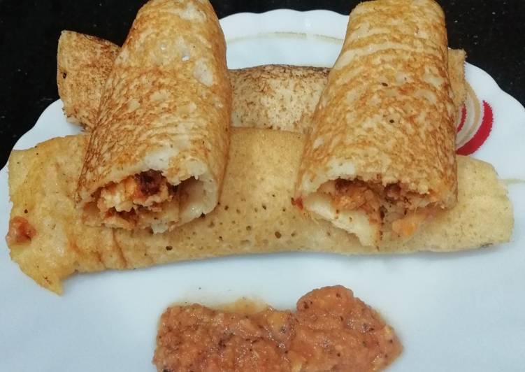 Recipe of Super Quick Homemade Paneer Moong Kathi Roll