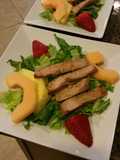 Fruit of land and sea dinner salad.