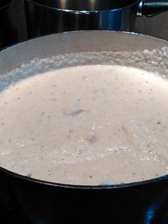 A picture of Celariac and blue cheese soup.