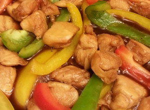 A picture of Teriyaki Chicken and Peppers.