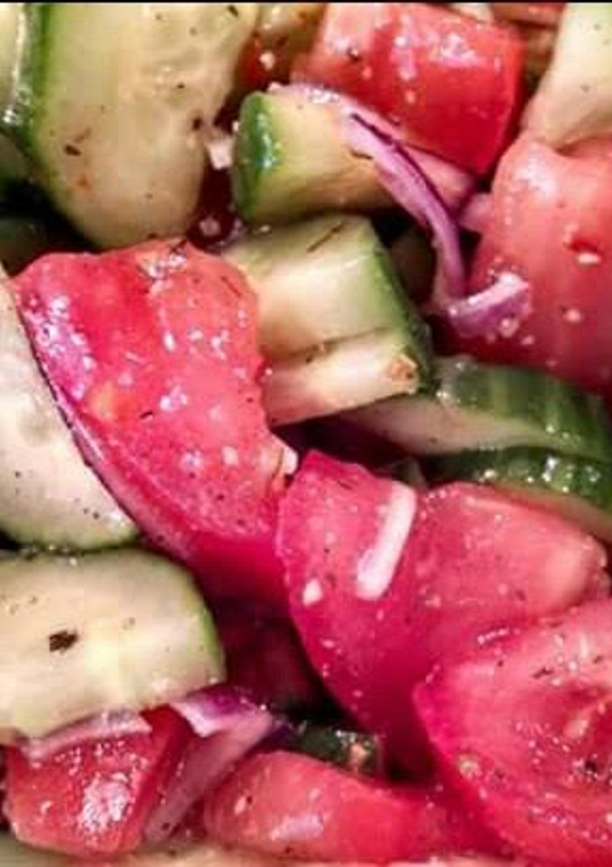 A picture of Tomato and Cucumber Salad.