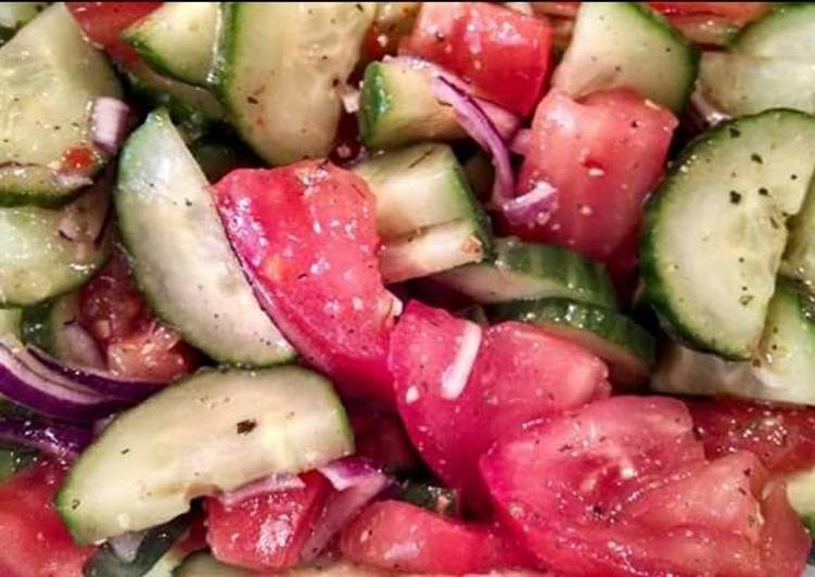 Steps to Prepare Homemade Tomato and Cucumber Salad