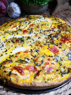 Una foto de TARTA INTEGRAL DE POLLO, ESPINACAS Y QUESO CREMOSO ❤️