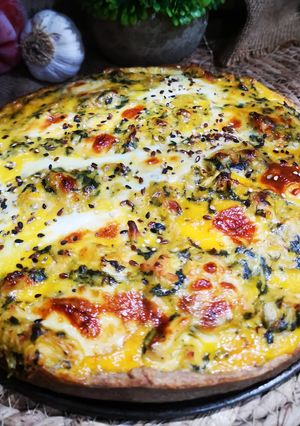 Una foto de TARTA INTEGRAL DE POLLO, ESPINACAS Y QUESO CREMOSO ❤️