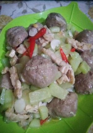 Foto resep Tumis labu siam, tempe, bakso