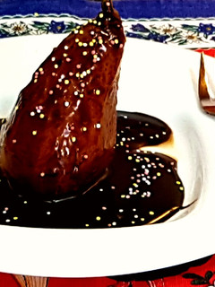 Una foto de Peras exóticas con chocolate