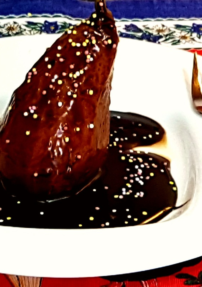 Una foto de Peras exóticas con chocolate