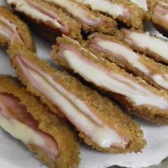 A picture of My Homemade Deep-Fried Cheese and Ham Cutlets.