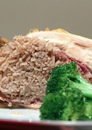 A picture of Cornish Game Hens Stuffed with Lebanese Dressing.