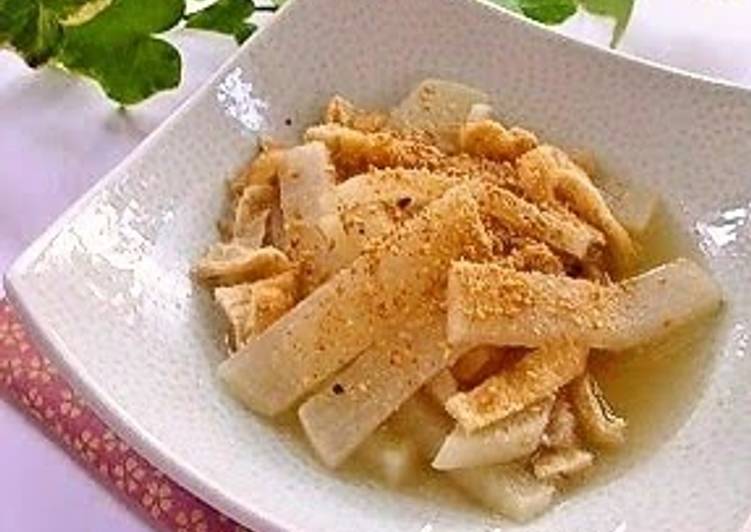 Step-by-Step Guide to Make Super Quick Homemade Daikon Radish and Fried Tofu Simmered in White Dashi