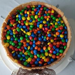 A picture of M&M chocolate cake!.