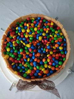 A picture of M&M chocolate cake!.