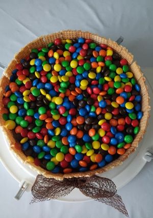 A picture of M&M chocolate cake!.