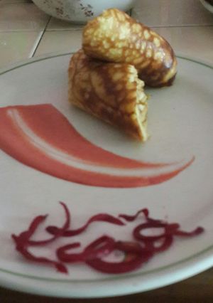 صورة لوصفة كريب بجبن رومى و قطع الفراخ المشوية🍣