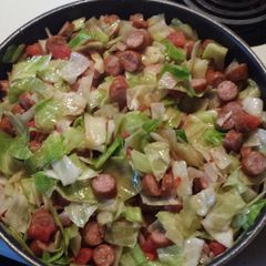 Smoked sausage & cabbage A picture of Smoked sausage & cabbage.