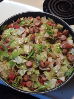 A picture of Smoked sausage & cabbage.