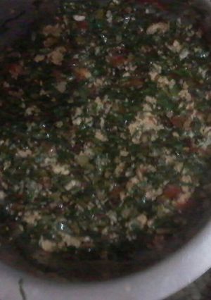 A picture of Sukumawiki mixed with eggs.