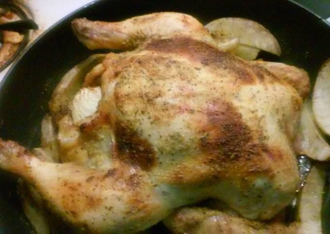 Roasted chicken with garlic lemon butter