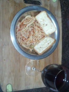 A picture of Spaghetti in Arabiatta sauce (veg).