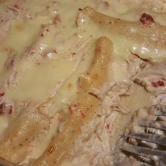 A picture of Cara's White Chicken Enchiladas.