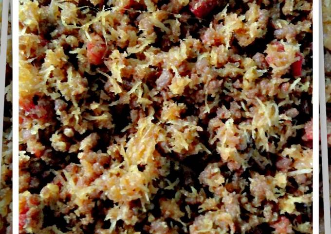 Cara Gampang Membuat Serundeng kelapa+daging giling, Menggugah Selera