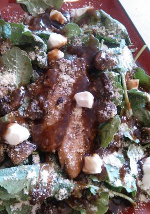A picture of Sesame Ginger Tilapia and Baby Bella Salad.