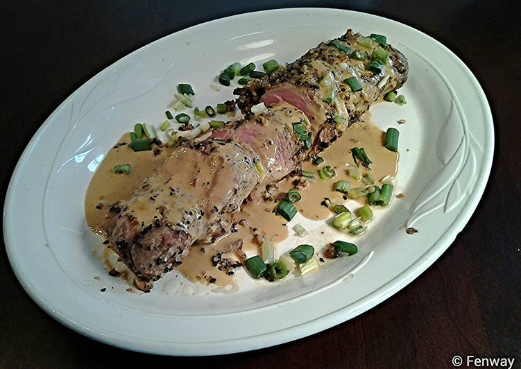 Steps to Prepare Favorite Sesame / Peanut Crusted Pork Tenderloin with Wasabi Cream Sauce