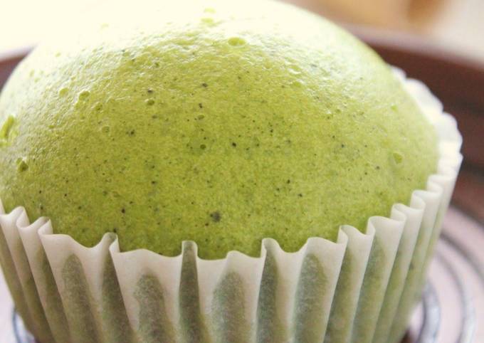 Steamed Matcha Green Tea Buns with Pancake Mix
