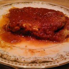 A picture of Turkey Parmesan in the garden.