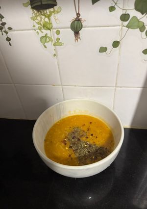 A picture of Turkish Red Lentil, Rice, and Bulgur Soup (Ezogelin Soup) - Healthy Recipe.